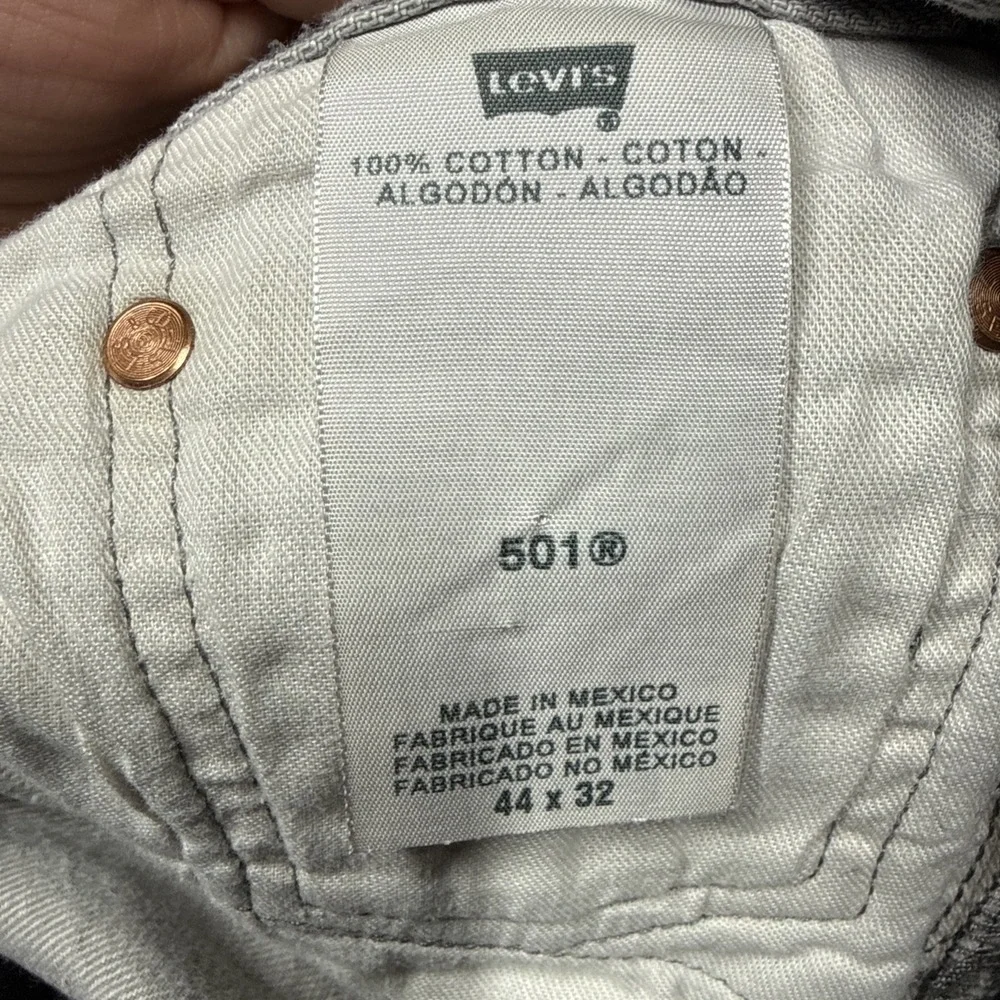 Levis 501xx Jeans Mens 44x32 (Fits 41X29)‎ Straight Gray Selvedge Stained